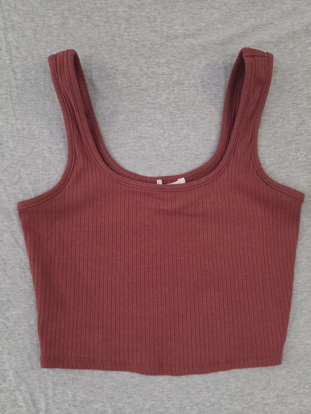 Bozzolo Ribbed Square-Neck Crop Tank - Rusty Red